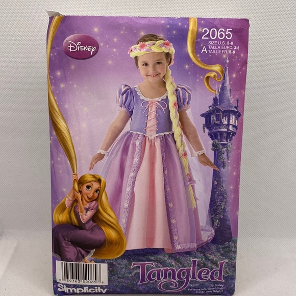 Simplicity 2065 Disney Rapunzel Tangled Girls Costume Pattern Dress Up Sizes 3-8 - Picture 1 of 9
